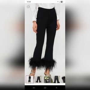 Elegant Black Feather Trim Tuckernuck Pants NWT Size XL